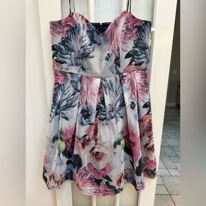 City Chic Garden 3D Watercolor Floral Romantic Strapless Dress Plus Size 24W New